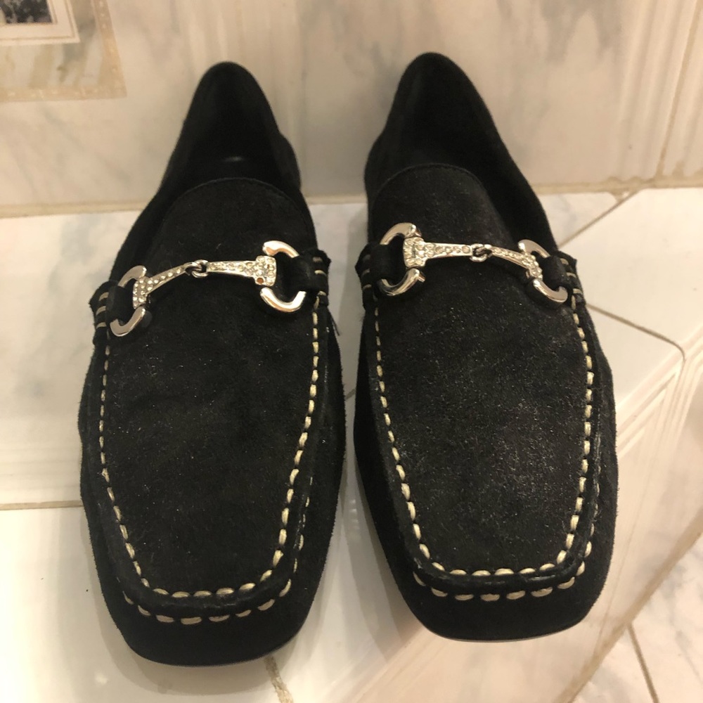 Geox Respira Black Suede Horsebit Loafers Size 37 US 7